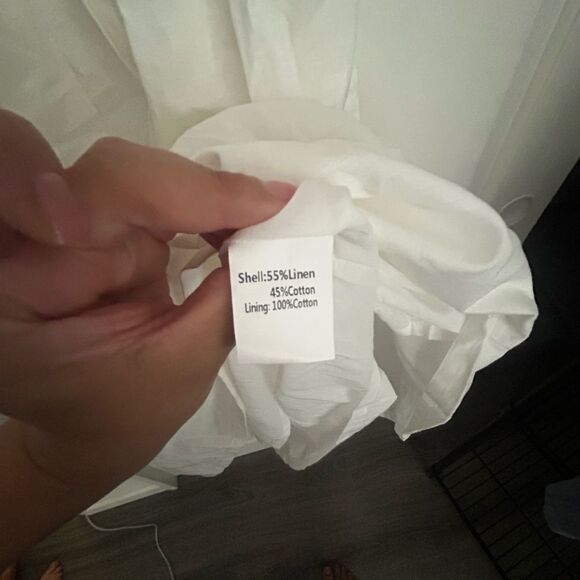 DOMENICA SHIRRED LONG SLEEVE MIDI DRESS - WHITE NWT Small - Picture 7 of 8